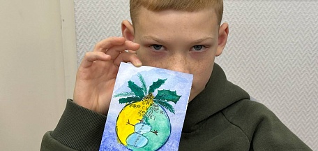 Новогодняя открытка акарелью