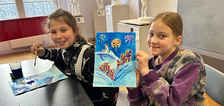 Мероприятие творческой частью в смешанной технике «Праздничный салют» для воспитанников детского лагеря Кадетской школы