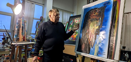 Участники проекта «Сезоны современного искусства в МОХМ» отметили День студента в мастерской Заслуженного художника РФ Анатолия Сергиенко