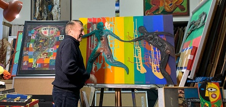 Участники проекта «Сезоны современного искусства в МОХМ» отметили День студента в мастерской Заслуженного художника РФ Анатолия Сергиенко